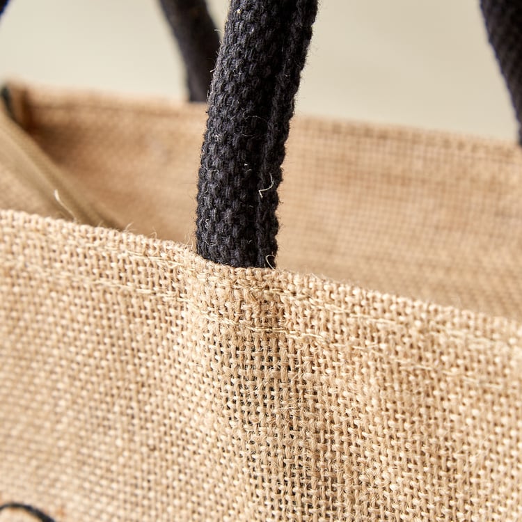Livia Munch Jute Food Calling Print Lunch Bag