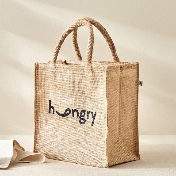 Livia Munch Jute Hungry Print Lunch Bag