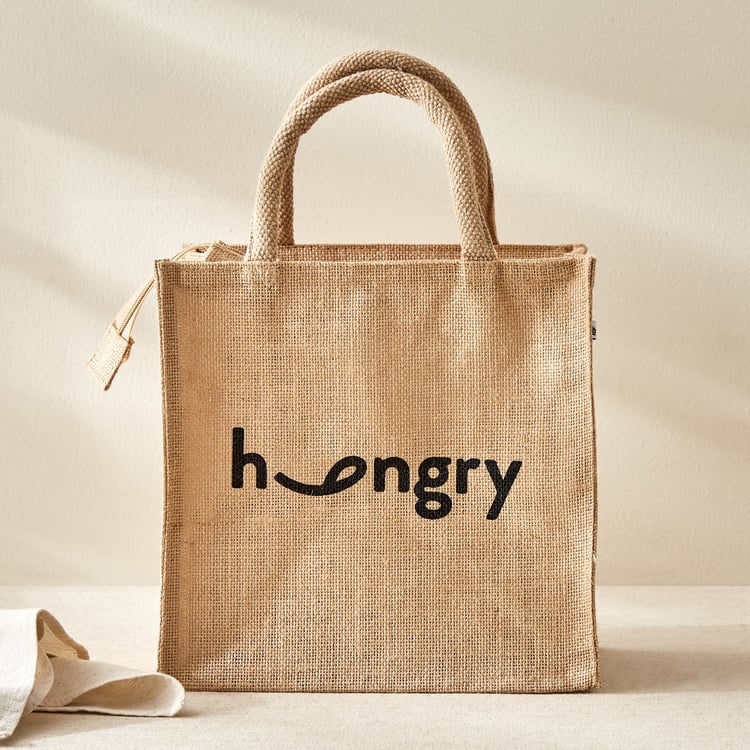 Livia Munch Jute Hungry Print Lunch Bag