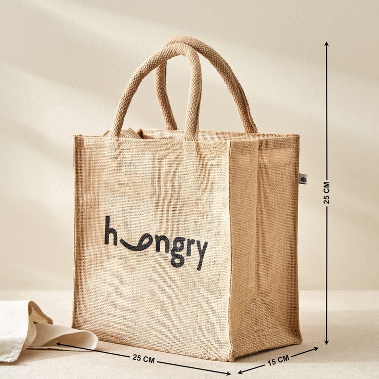 Livia Munch Jute Hungry Print Lunch Bag