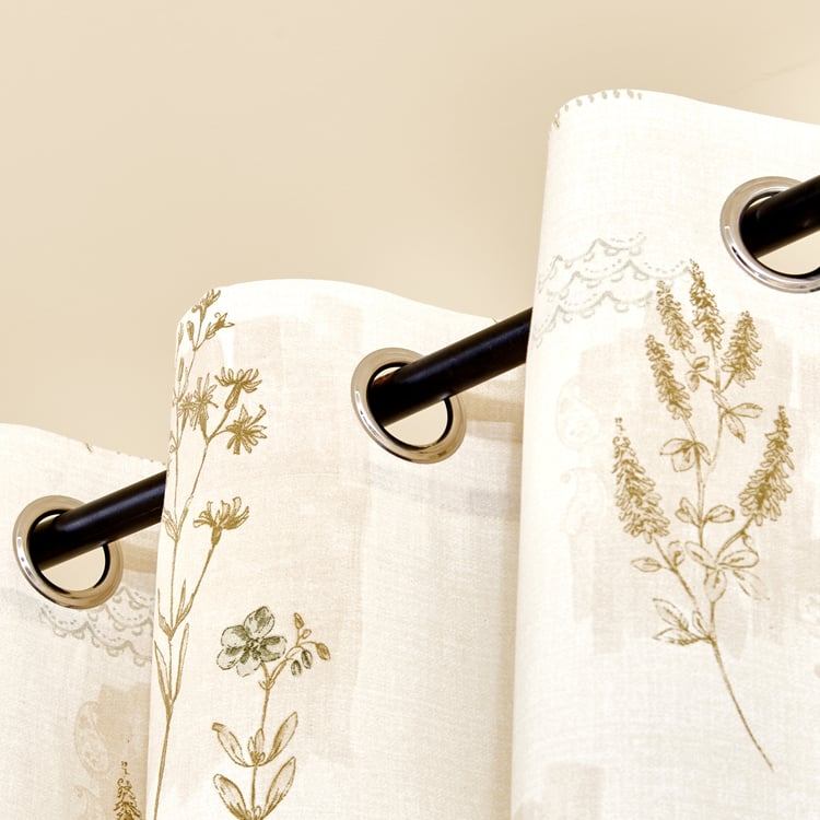 Saddle Elderwood Set of 2 Floral Print Light Filtering Door Curtains