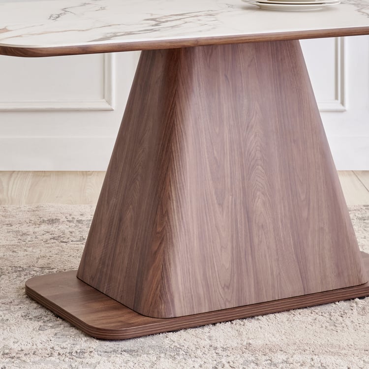 Hadley Ceramic Top 6-Seater Dining Set with Chairs - Walnut and White