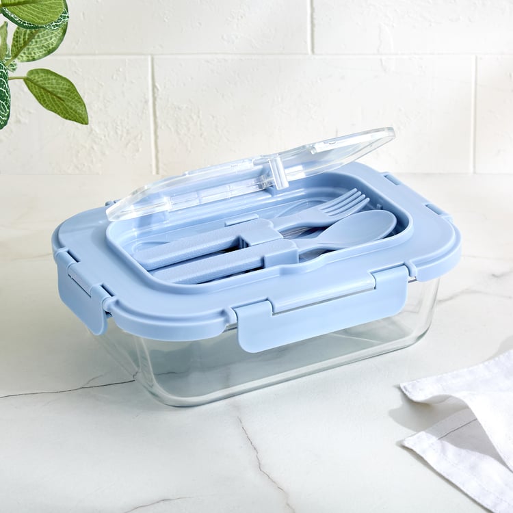 Korobka Meadow Glass Lunch Box with 2 Cutlery - 1050ml