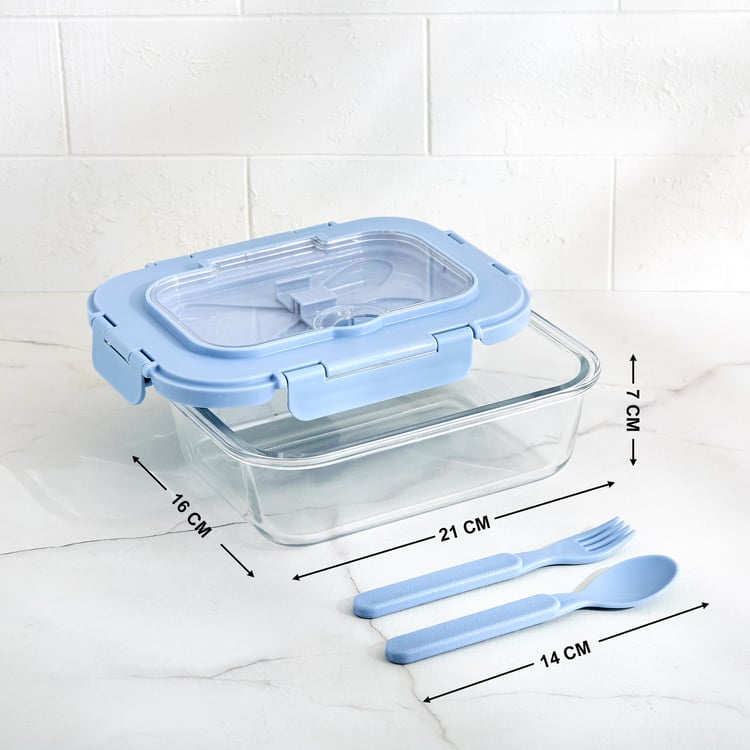 Korobka Meadow Glass Lunch Box with 2 Cutlery - 1050ml