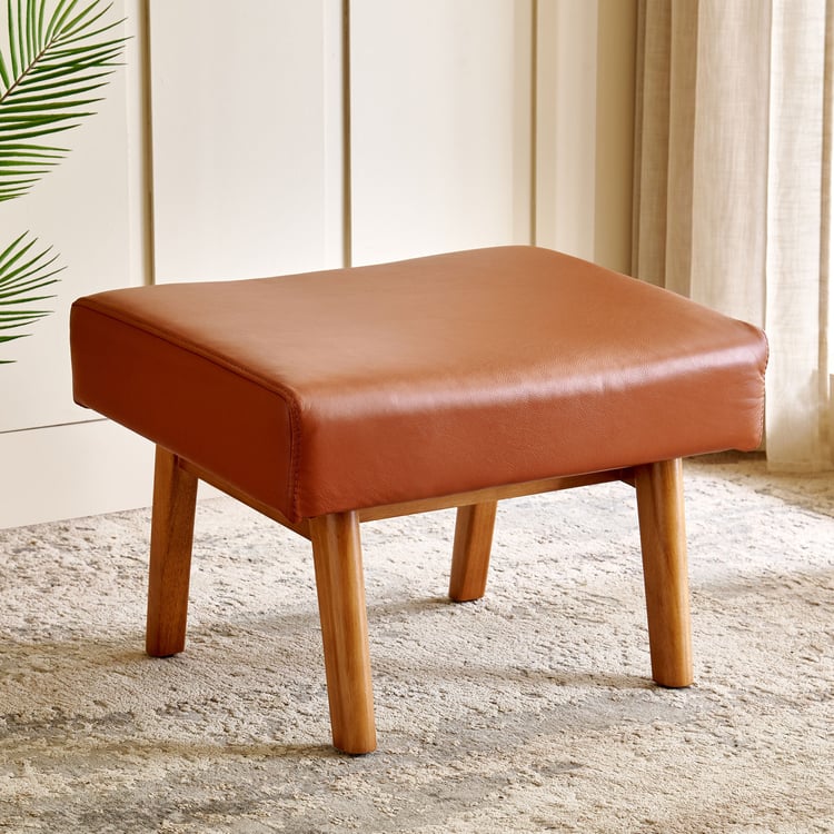 Amanda Half Leather Foot Stool - Tan
