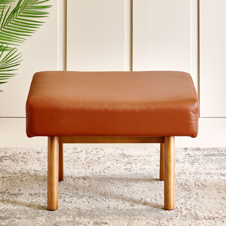 Amanda Half Leather Foot Stool - Tan