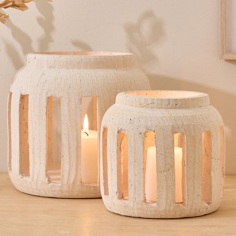 Oyster Tessera Ceramic Lantern - Large
