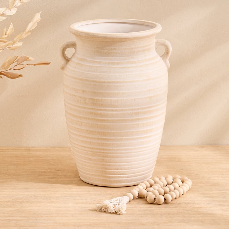 Oyster Ornira Ceramic Vase with Handle and Beads