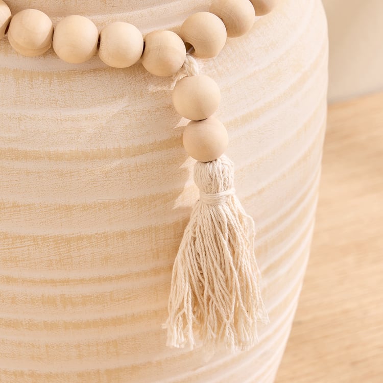 Oyster Ornira Ceramic Vase with Handle and Beads