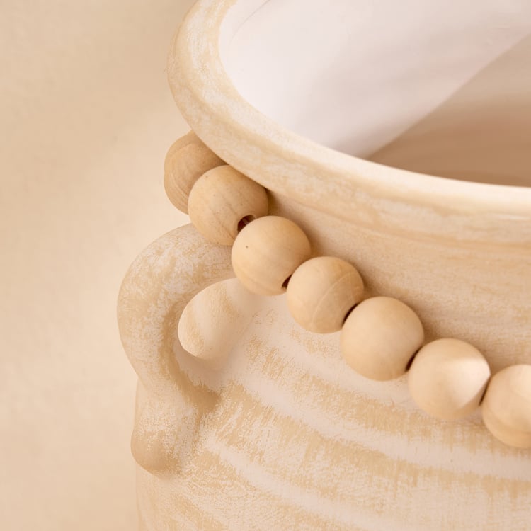 Oyster Ornira Ceramic Vase with Handle and Beads