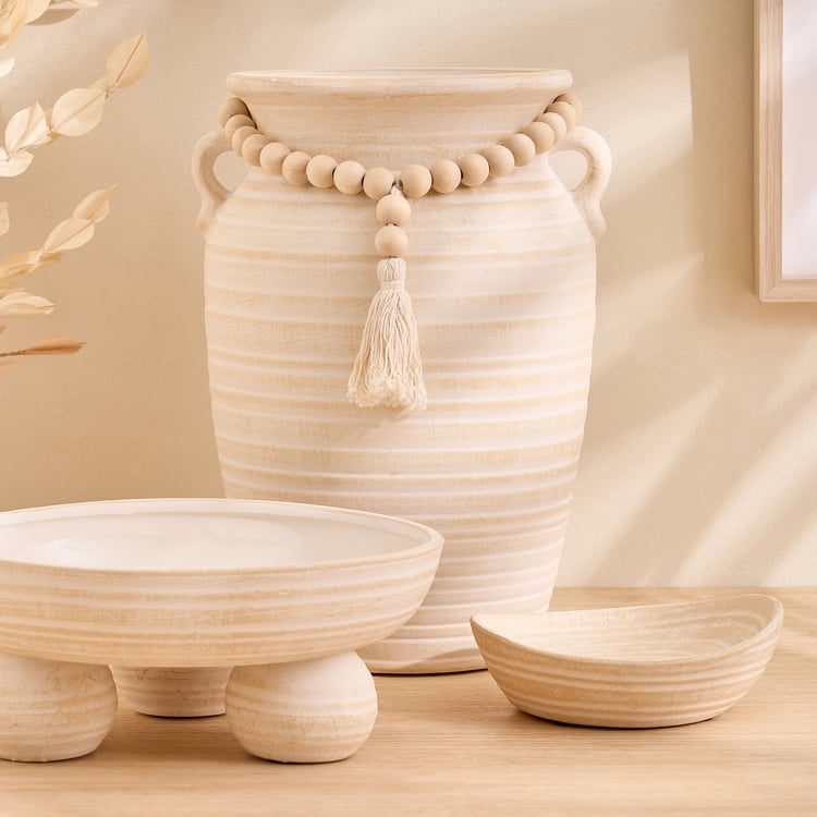 Oyster Tessera Ceramic Decorative Bowl with Foot