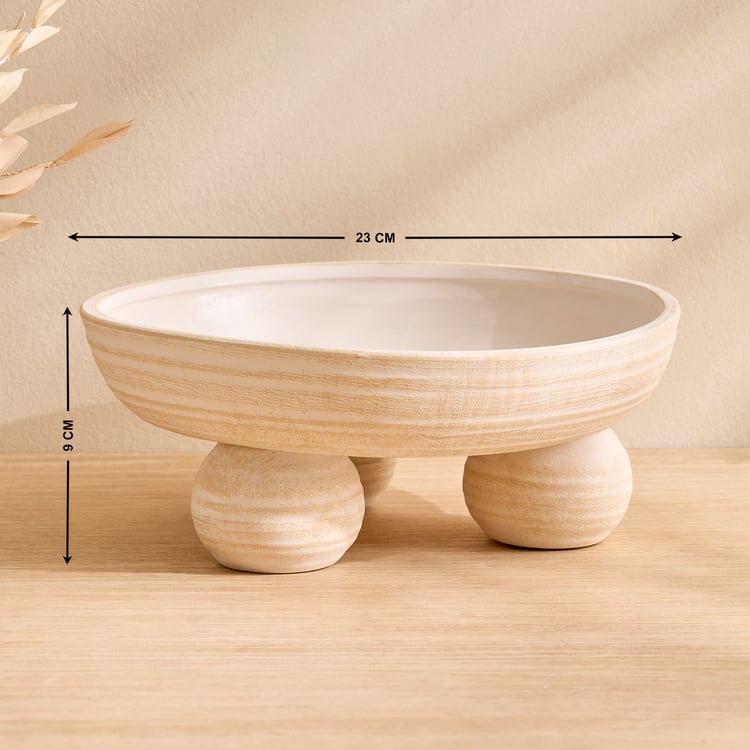 Oyster Tessera Ceramic Decorative Bowl with Foot