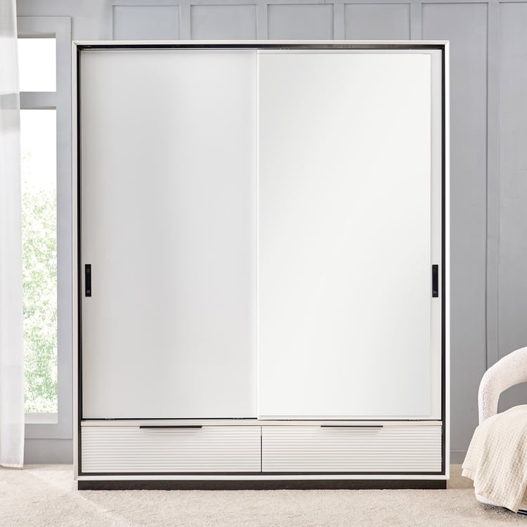 Sterling 2-Door Sliding Wardrobe with Mirror - White