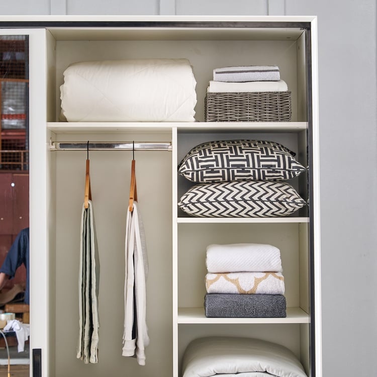 Sterling 2-Door Sliding Wardrobe with Mirror - White