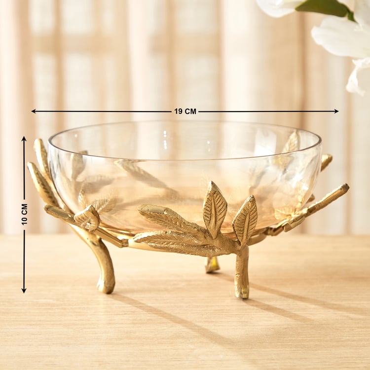 Heritage Renew Folio Aluminium and Glass Leaf Decorative Bowl