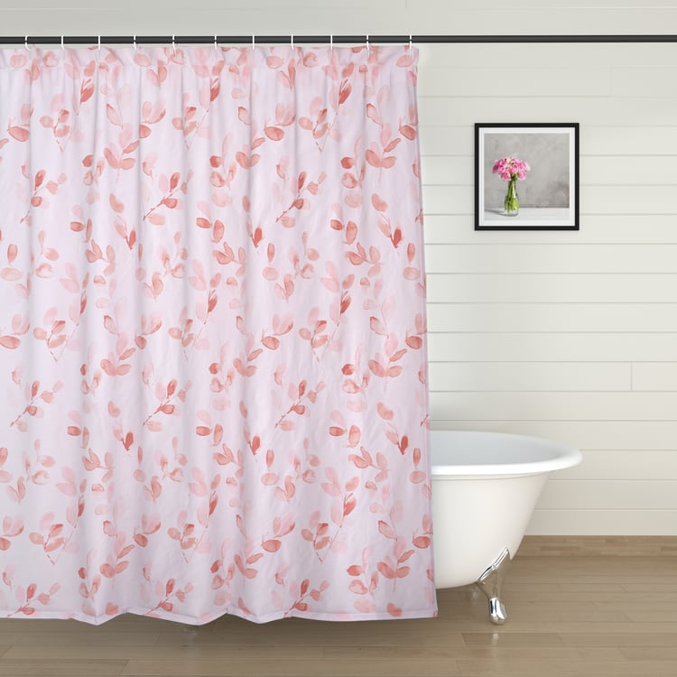 Mekong Floral Print Shower Curtain with Hooks - 200x180cm