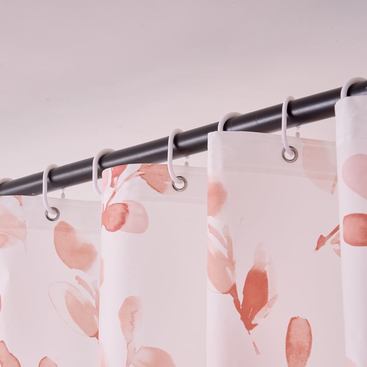 Mekong Floral Print Shower Curtain with Hooks - 200x180cm