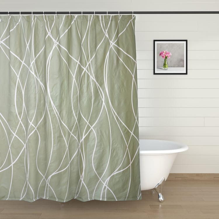 Mekong Printed Shower Curtain with Hooks - 200x180cm