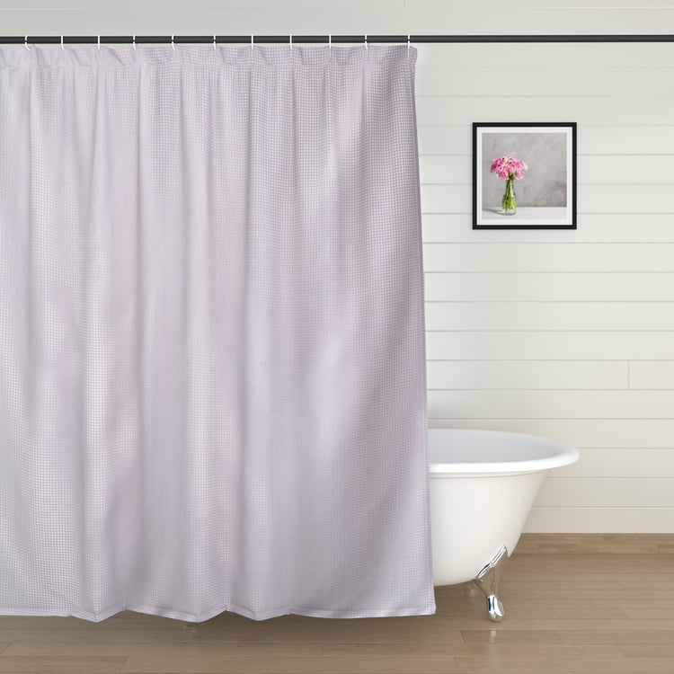 Nova Ashfall Waffle Shower Curtain with Hooks - 210x180cm