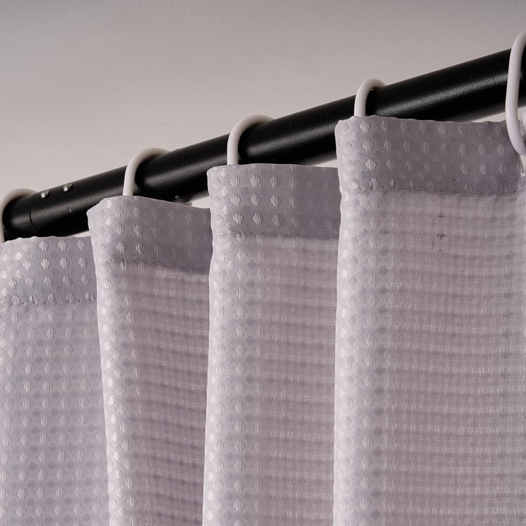 Nova Ashfall Waffle Shower Curtain with Hooks - 210x180cm