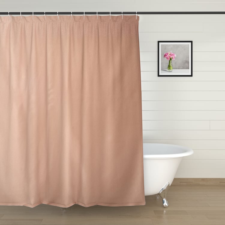 Nova Ashfall Waffle Shower Curtain with Hooks - 210x180cm