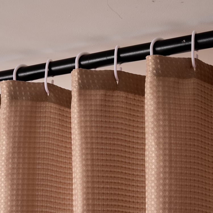 Nova Ashfall Waffle Shower Curtain with Hooks - 210x180cm