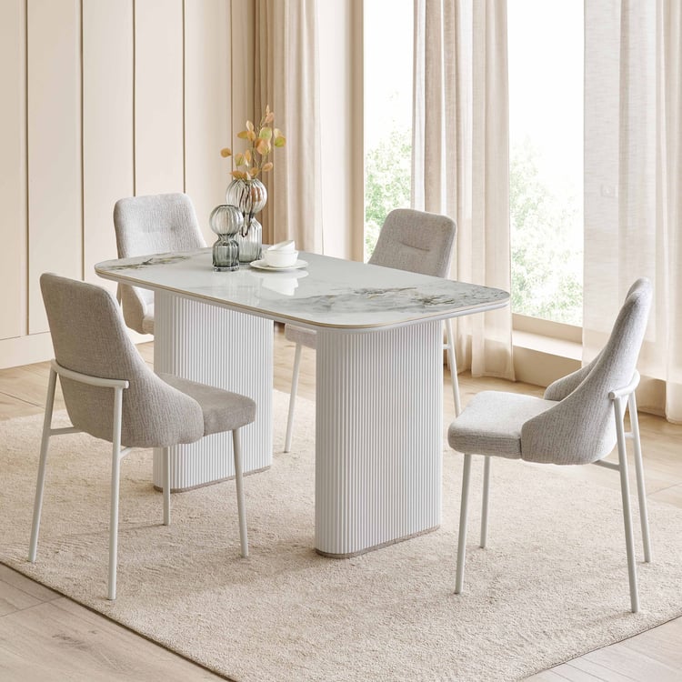 Sophia Ceramic Top 4-Seater Dining Set with Chairs - Grey