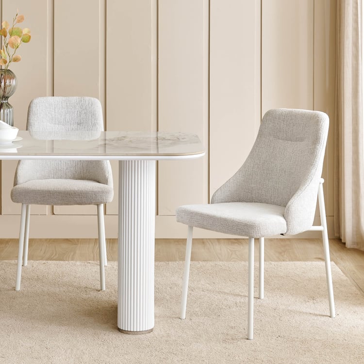 Sophia Ceramic Top 6-Seater Dining Set with Chairs - Grey