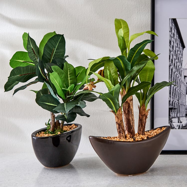 Fiesta Artificial Banana Plant in Ceramic Pot