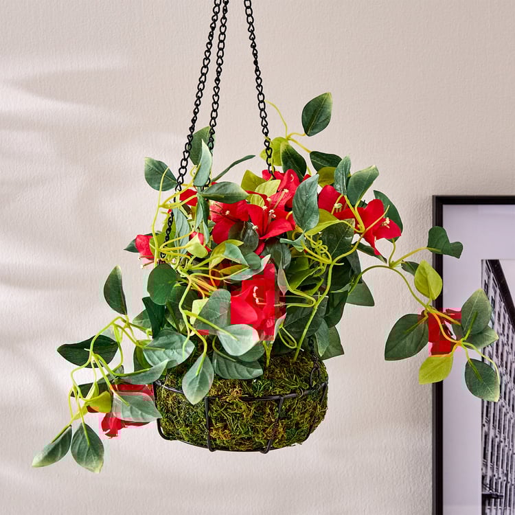 Fiesta Artificial Bougainvillea Hanging Creeper in Metal Basket