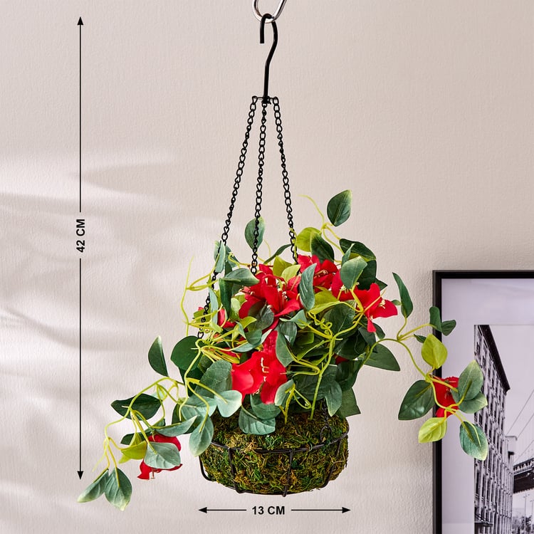 Fiesta Artificial Bougainvillea Hanging Creeper in Metal Basket