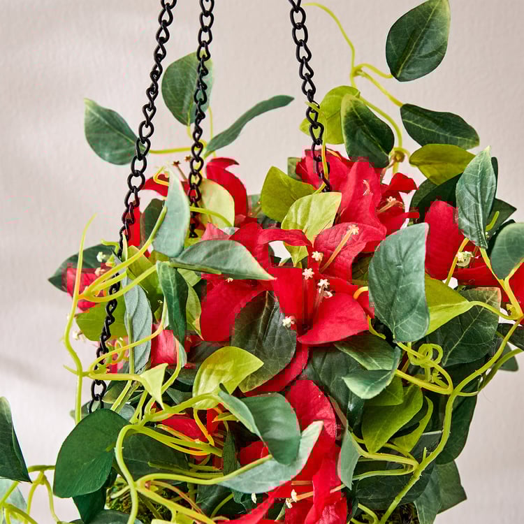 Fiesta Artificial Bougainvillea Hanging Creeper in Metal Basket