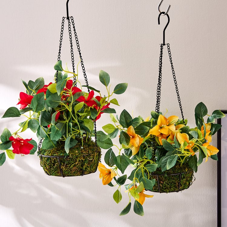 Fiesta Artificial Bougainvillea Hanging Creeper in Metal Basket