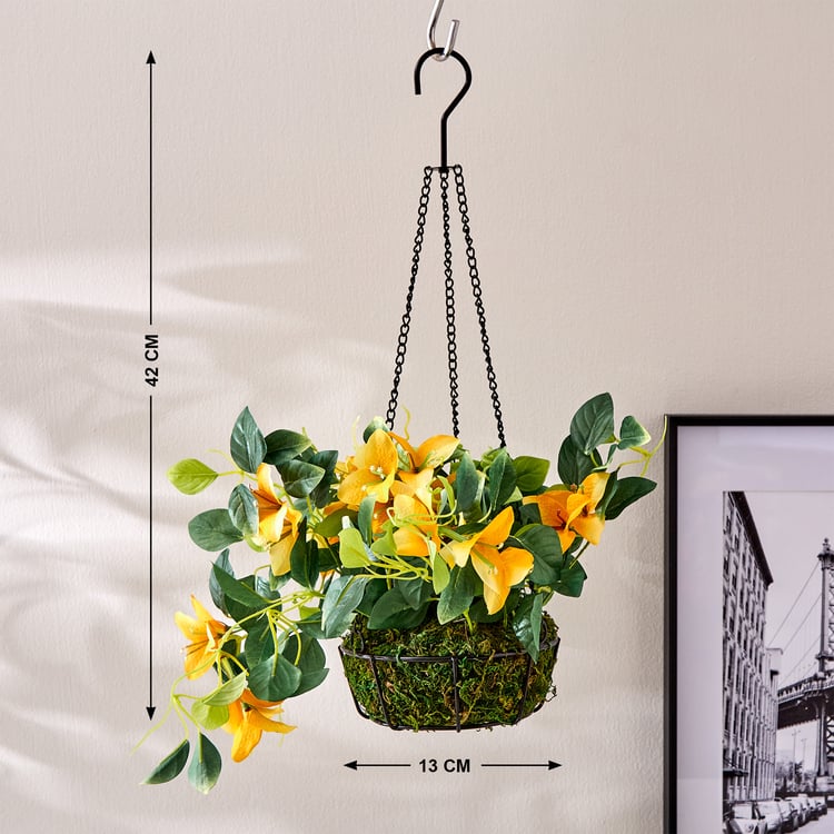 Fiesta Artificial Bougainvillea Hanging Creeper in Metal Basket