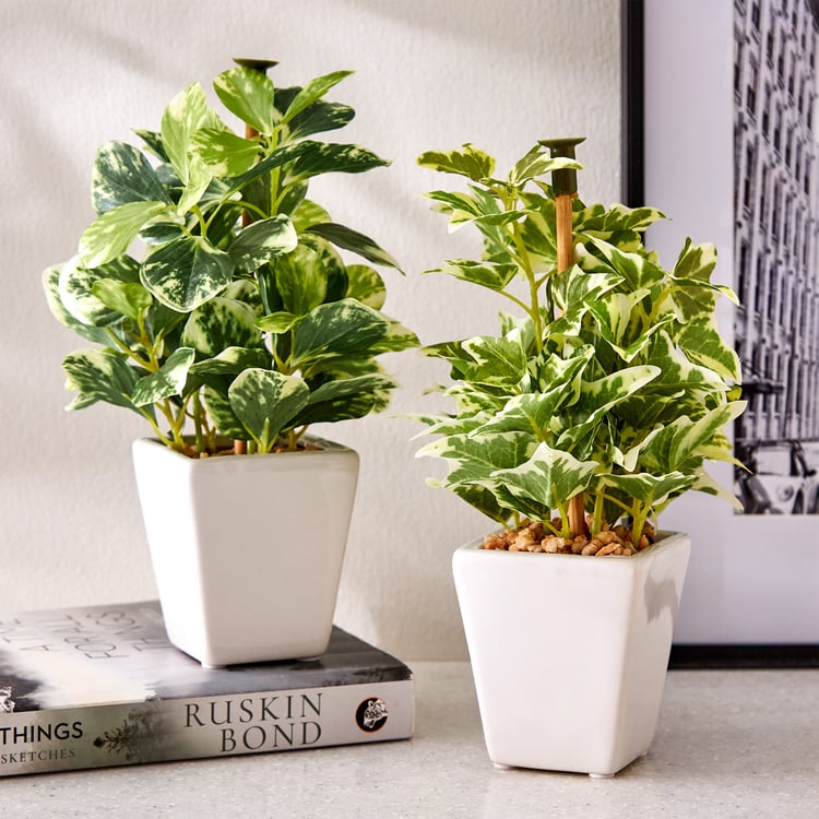 Fiesta Wander Artificial Wandering Jew Plant in Ceramic Pot