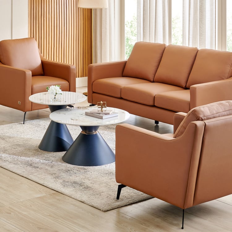 Parque NXT Half Leather 3+1+1 Seater Sofa Set - Tan