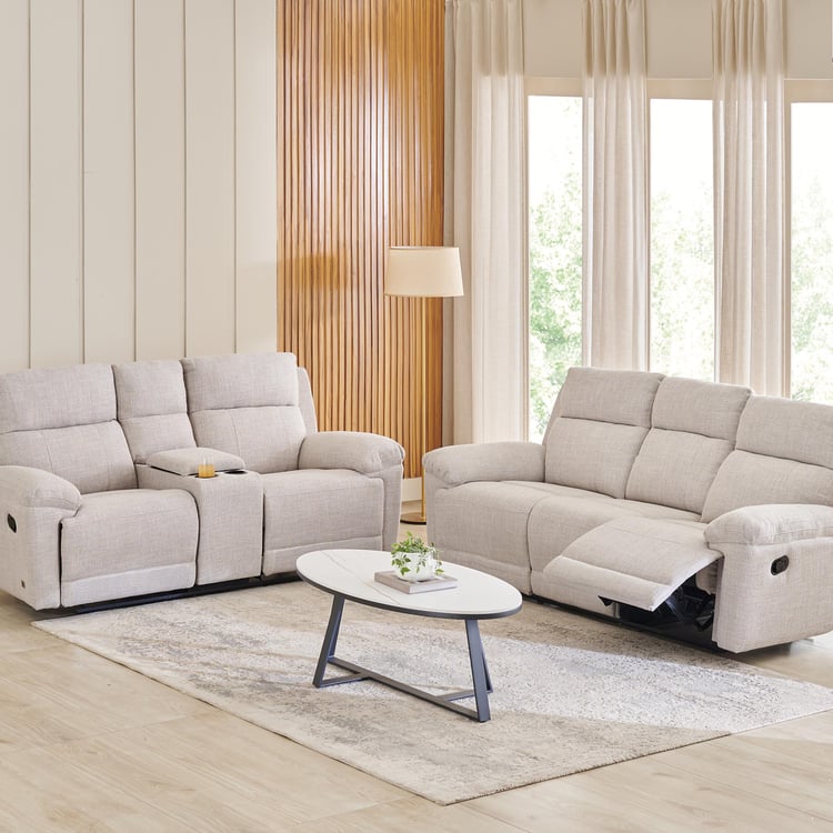Lambert Fabric 3+2 Seater Recliner Set with Console - Beige