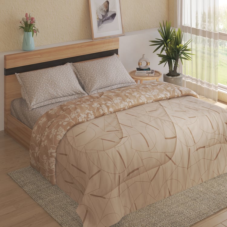 Chime Florent Cotton 4Pcs Printed Double Bed-In-A-Bag Set