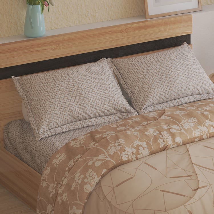 Chime Florent Cotton 4Pcs Printed Double Bed-In-A-Bag Set