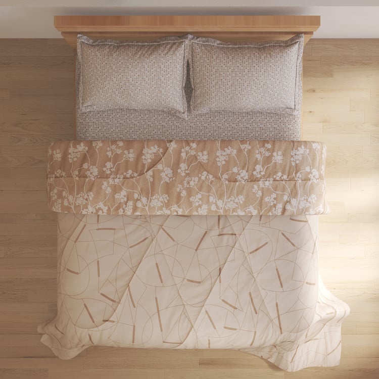 Chime Florent Cotton 4Pcs Printed Double Bed-In-A-Bag Set