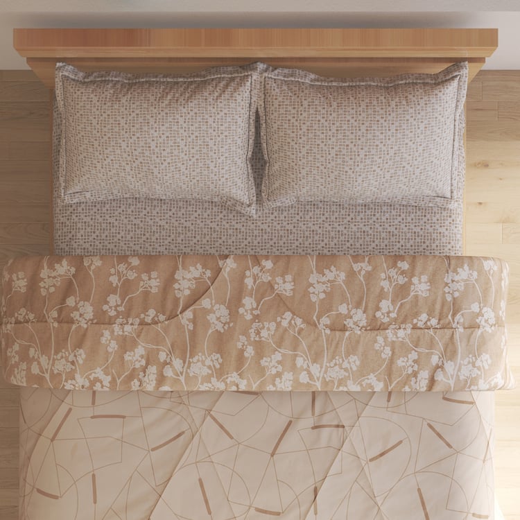 Chime Florent Cotton 4Pcs Printed Double Bed-In-A-Bag Set
