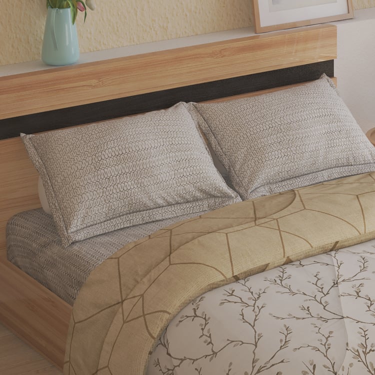 Chime Greyscale Cotton 4Pcs Printed Double Bed-In-A-Bag Set