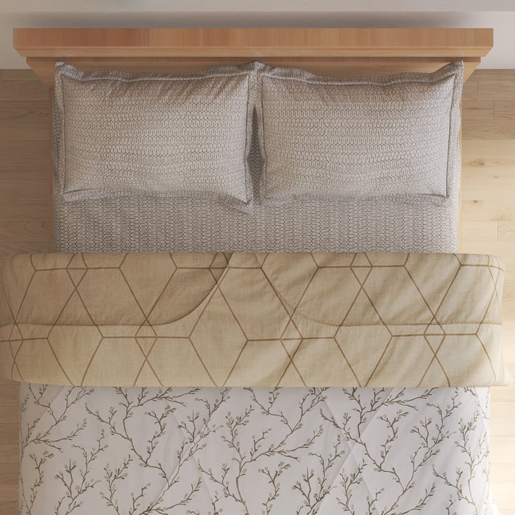 Chime Greyscale Cotton 4Pcs Printed Double Bed-In-A-Bag Set