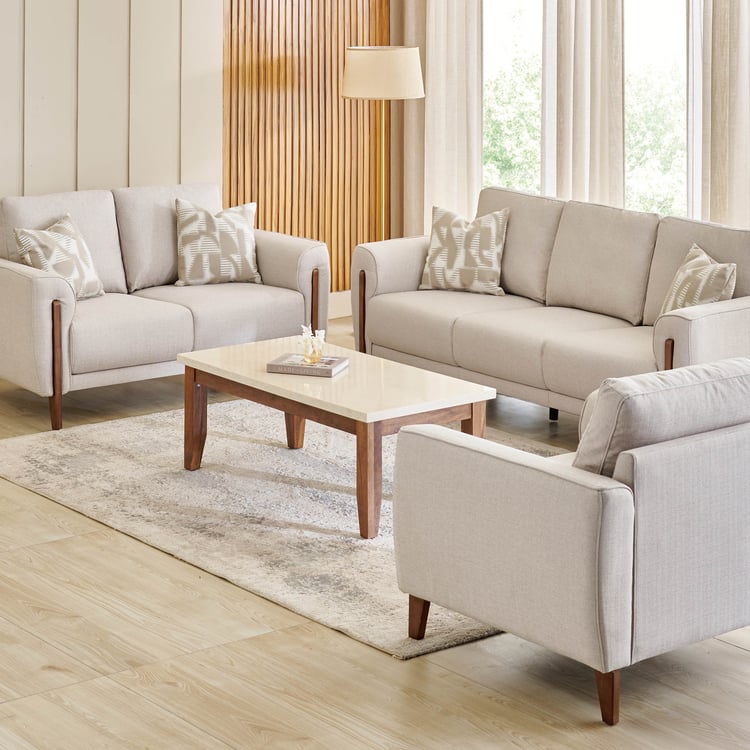 Halifax Fabric 3+2+1 Seater Sofa Set with Cushions - Beige