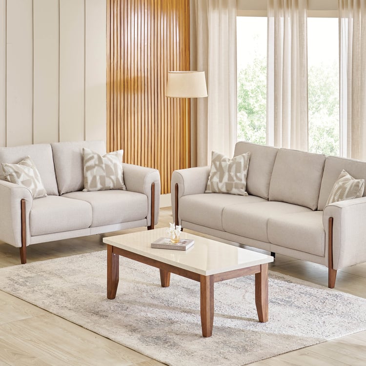 Halifax Fabric 3+2 Seater Sofa Set with Cushions - Beige