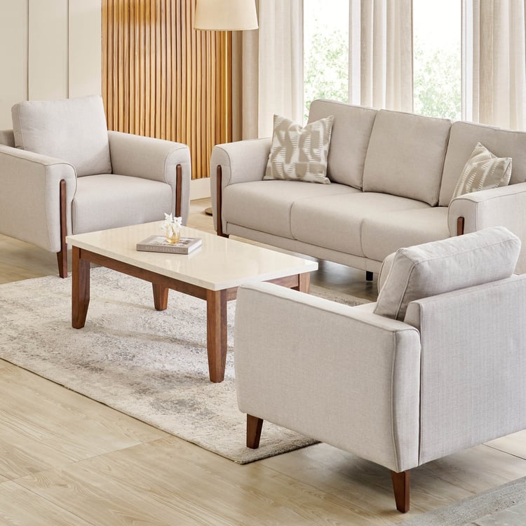Halifax Fabric 3+1+1 Seater Sofa Set with Cushions - Beige