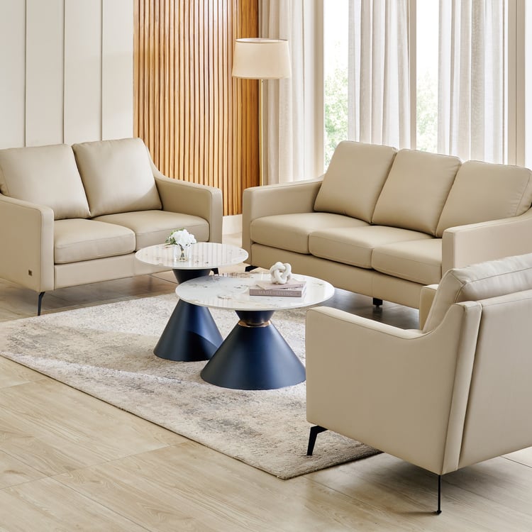 Parque NXT Half Leather 3+2+1 Seater Sofa Set - Cream