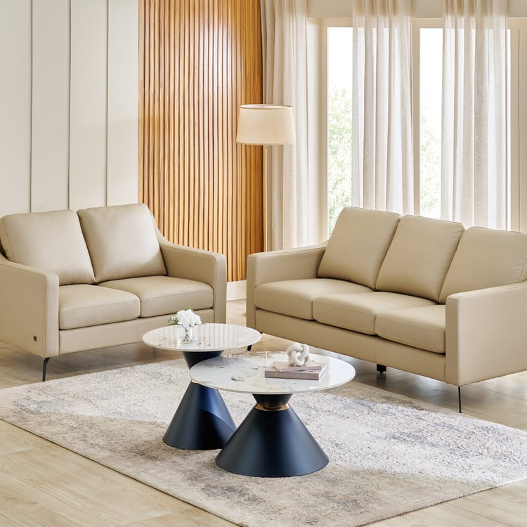 Parque NXT Half Leather 3+2 Seater Sofa Set - Cream