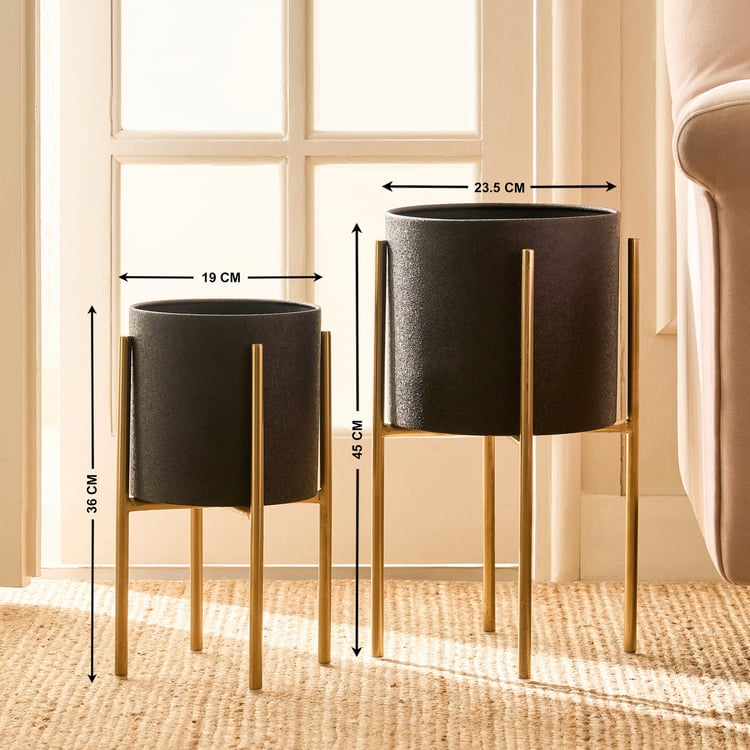Gardenia Mirage Set of 2 Metal Floor Planter with Stand