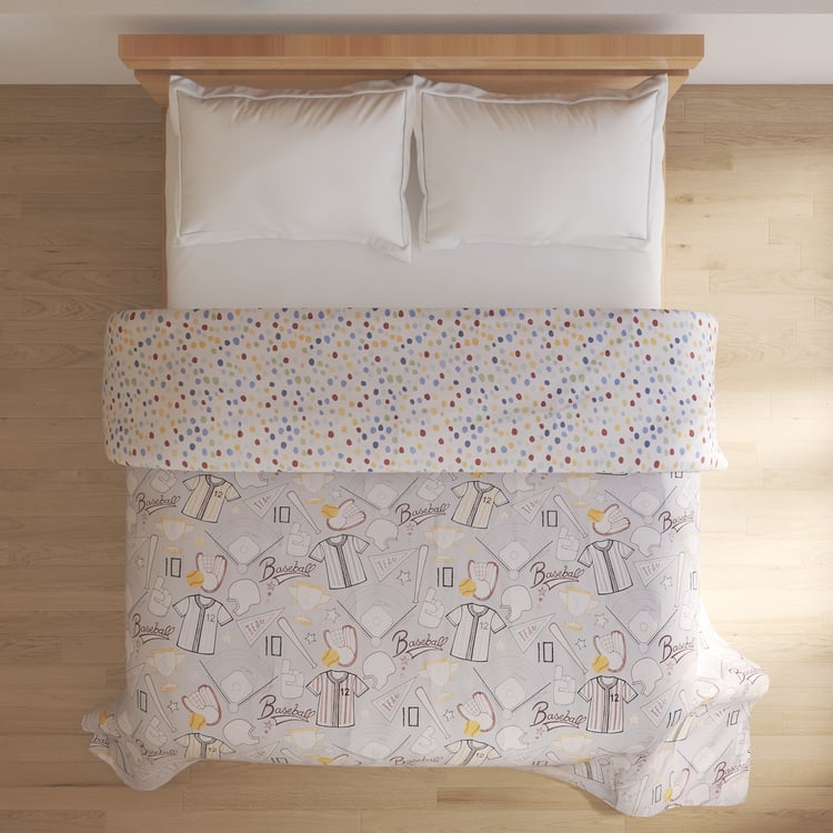Slate Kids Baseball Cotton Printed Reversible Double Comforter